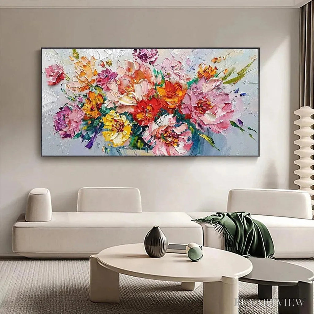ARTOVITAS Vibrant Bouquet – Textured Impasto Floral Bouquet Painting in Vibrant Colors - image 2