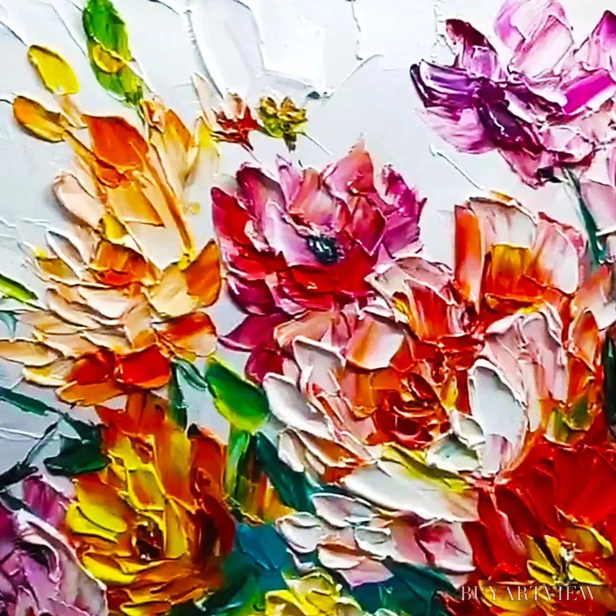 ARTOVITAS Vibrant Bouquet – Textured Impasto Floral Bouquet Painting in Vibrant Colors - image 3