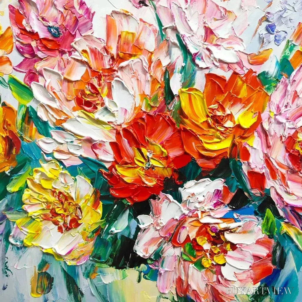 ARTOVITAS Vibrant Bouquet – Textured Impasto Floral Bouquet Painting in Vibrant Colors - image 5