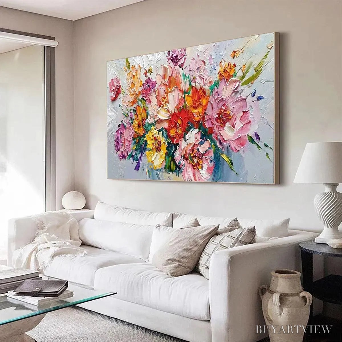 ARTOVITAS Vibrant Bouquet – Textured Impasto Floral Bouquet Painting in Vibrant Colors - image 6