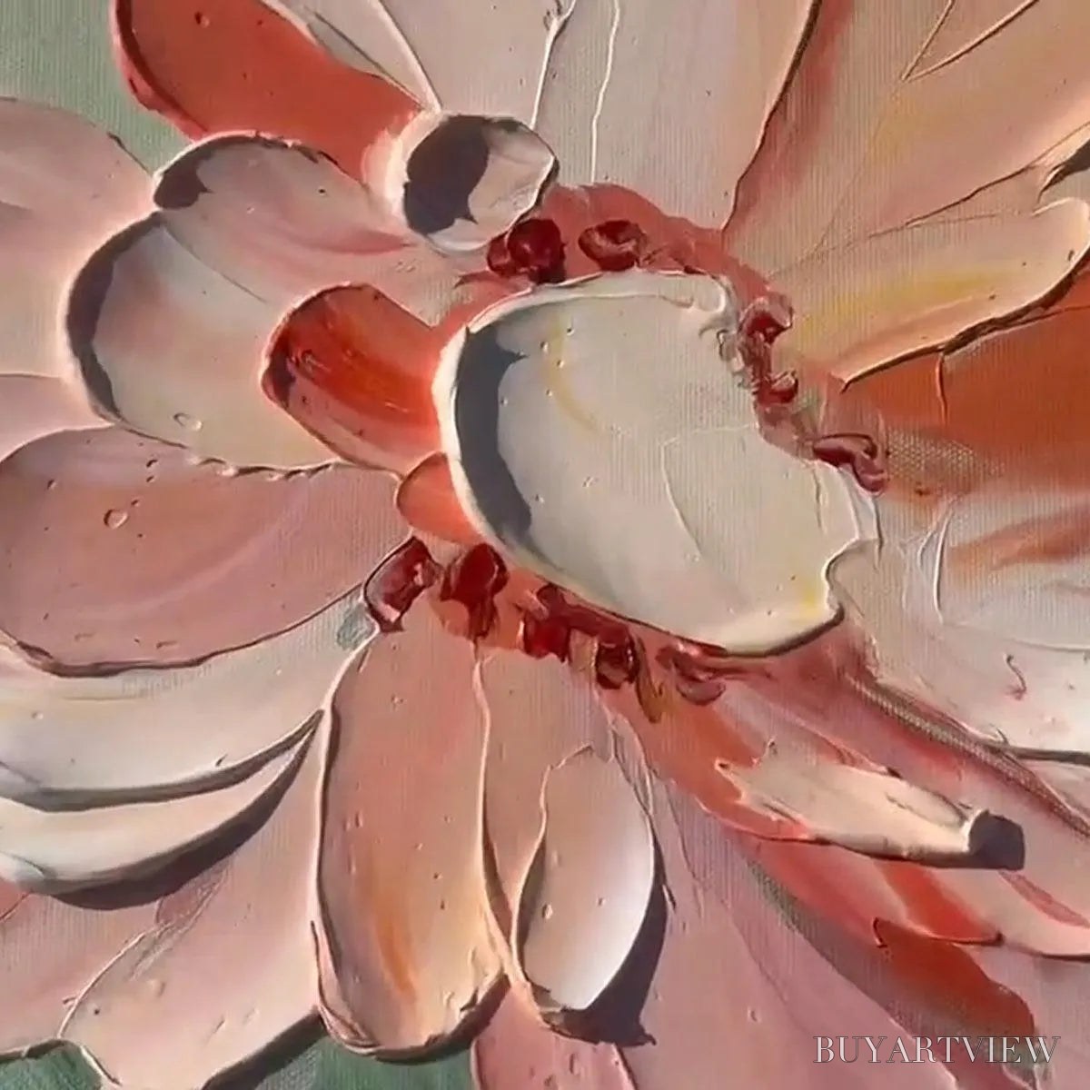 ARTOVITAS Sunkissed Garden – Textured Floral Impasto Painting in Orange and White - image 3
