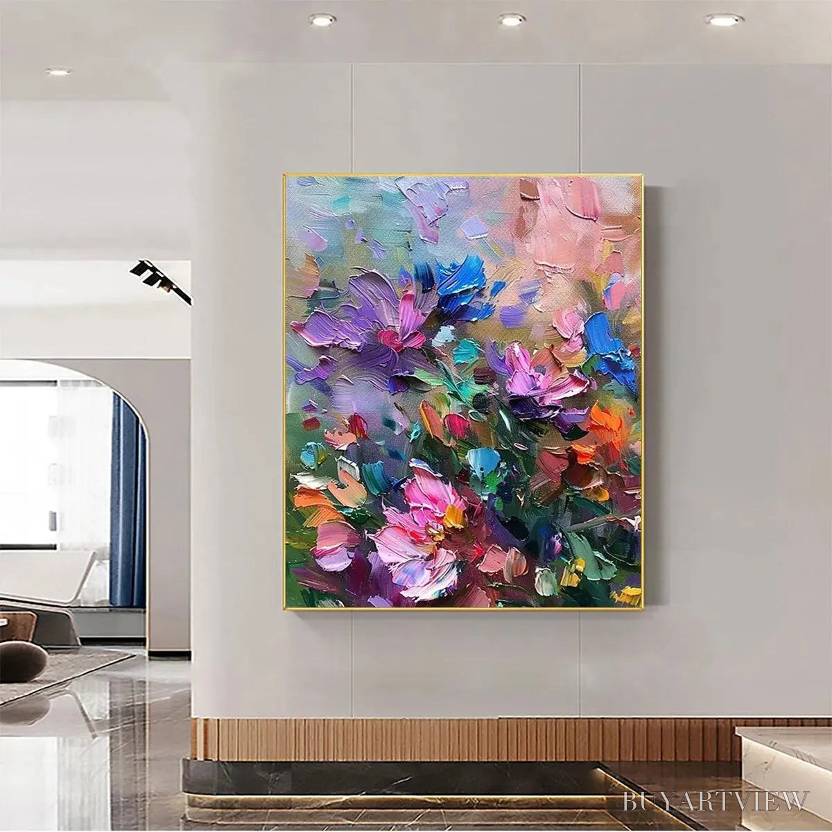 ARTOVITAS Colorful Bloom – Vertical Impasto Floral Painting in Vibrant Colors - image 2