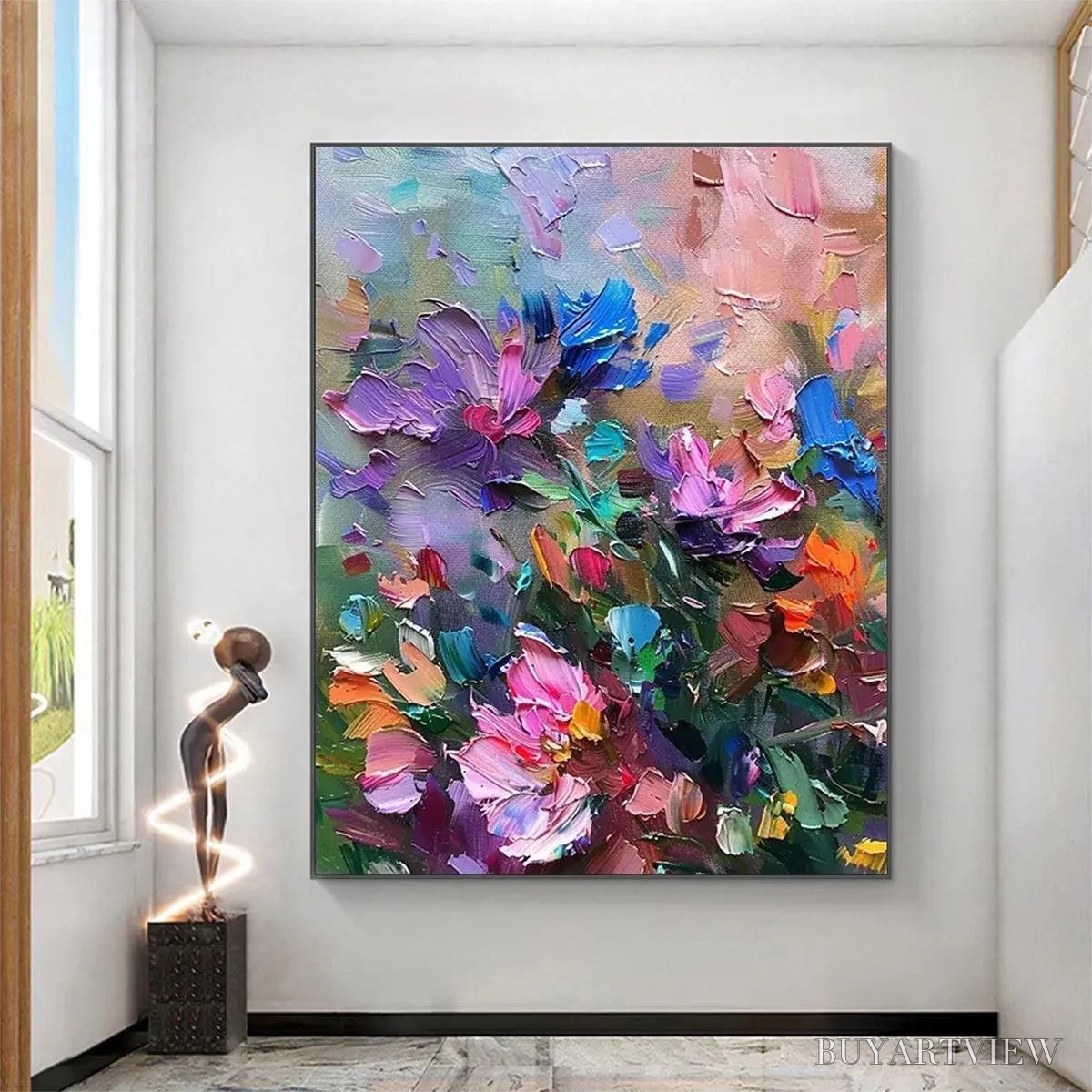 ARTOVITAS Colorful Bloom – Vertical Impasto Floral Painting in Vibrant Colors - image 4