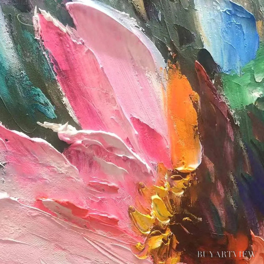 ARTOVITAS Colorful Bloom – Vertical Impasto Floral Painting in Vibrant Colors - image 6