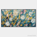 ARTOVITAS Golden Garden – Textured Floral Painting in Teal and Gold - image 1