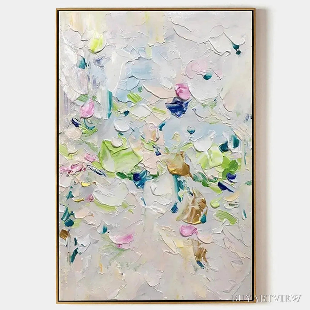 ARTOVITAS Spring Blossom – Textured Abstract Floral Painting in Light Pastel Colors - image 1
