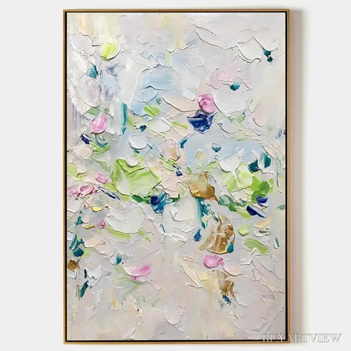 ARTOVITAS Spring Blossom – Textured Abstract Floral Painting in Light Pastel Colors - image 1