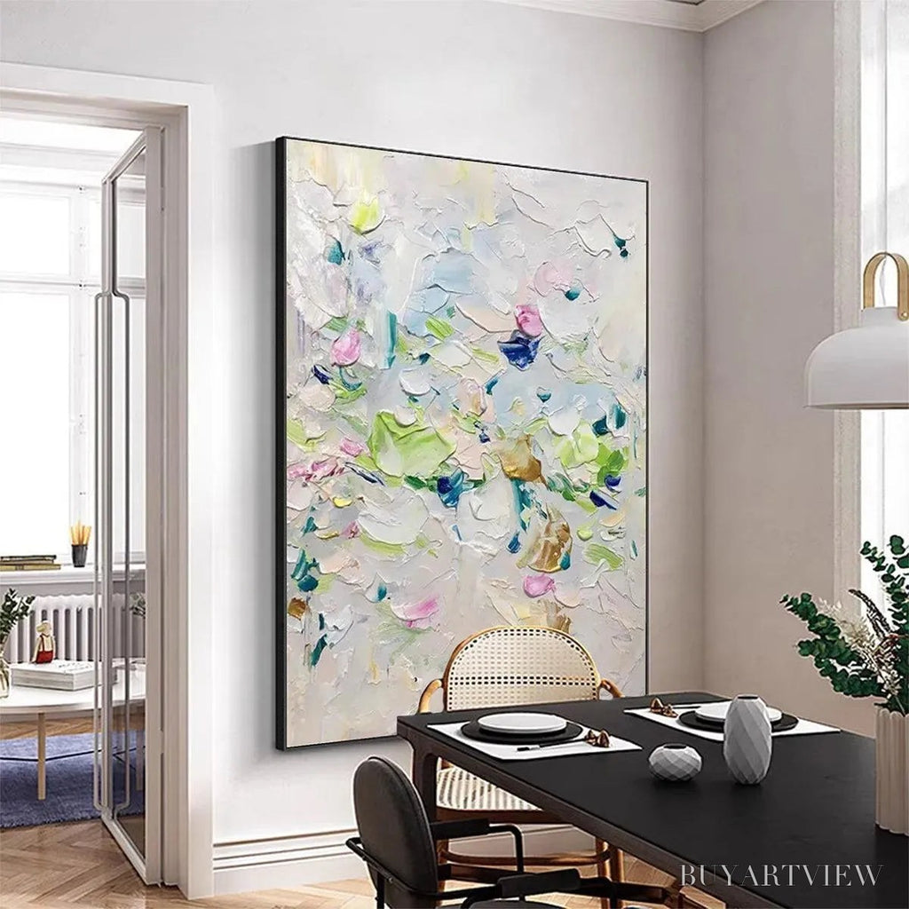 ARTOVITAS Spring Blossom – Textured Abstract Floral Painting in Light Pastel Colors - image 4