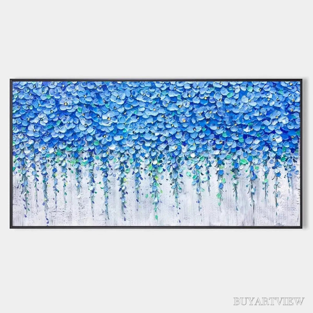 ARTOVITAS Blue Wisteria – Textured Impasto Blue Floral Painting - image 1