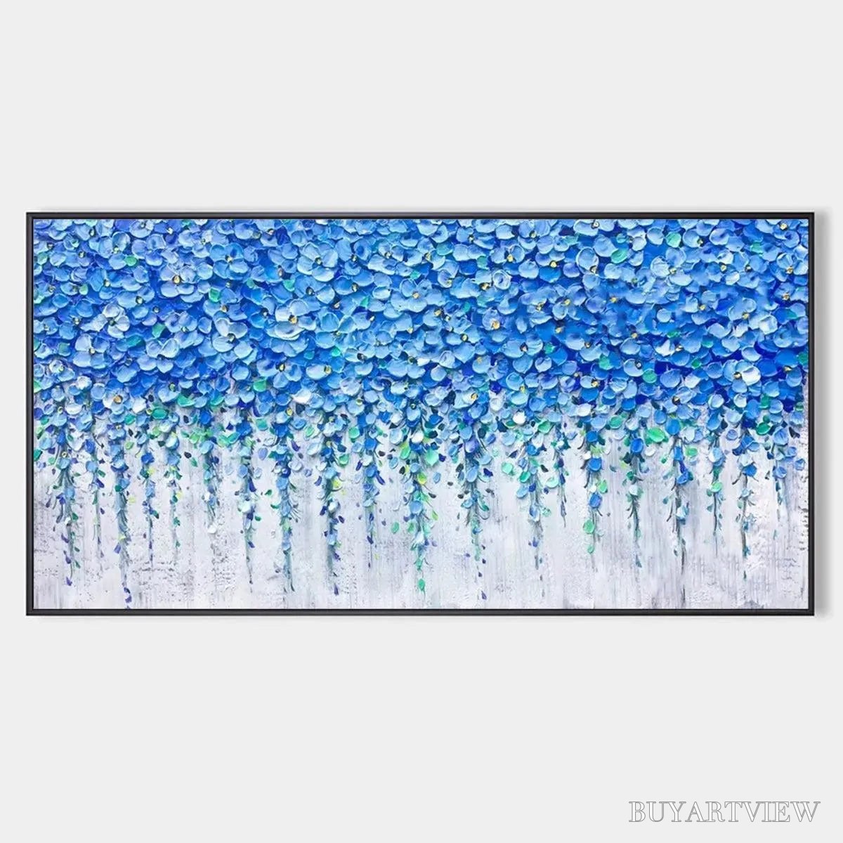ARTOVITAS Blue Wisteria – Textured Impasto Blue Floral Painting - image 1
