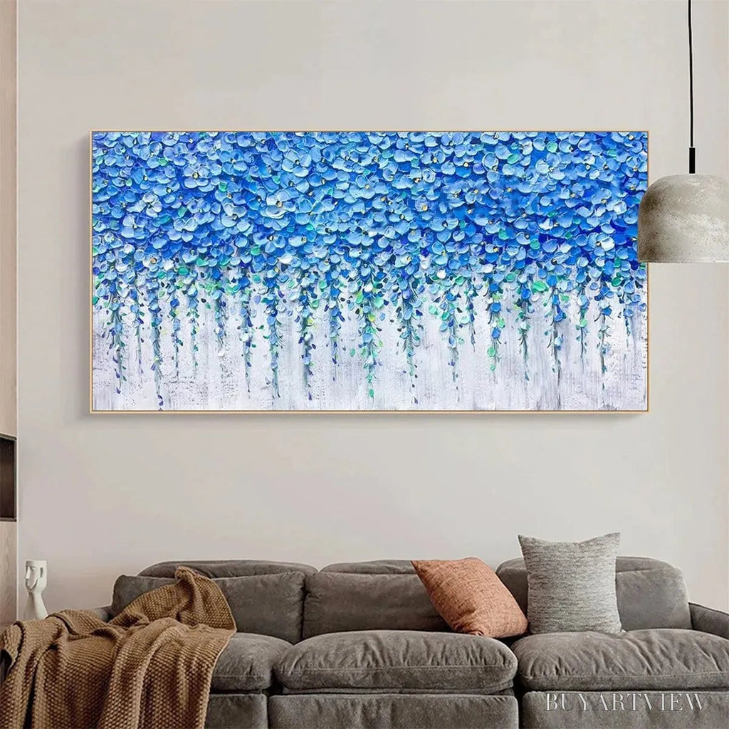 ARTOVITAS Blue Wisteria – Textured Impasto Blue Floral Painting - image 2