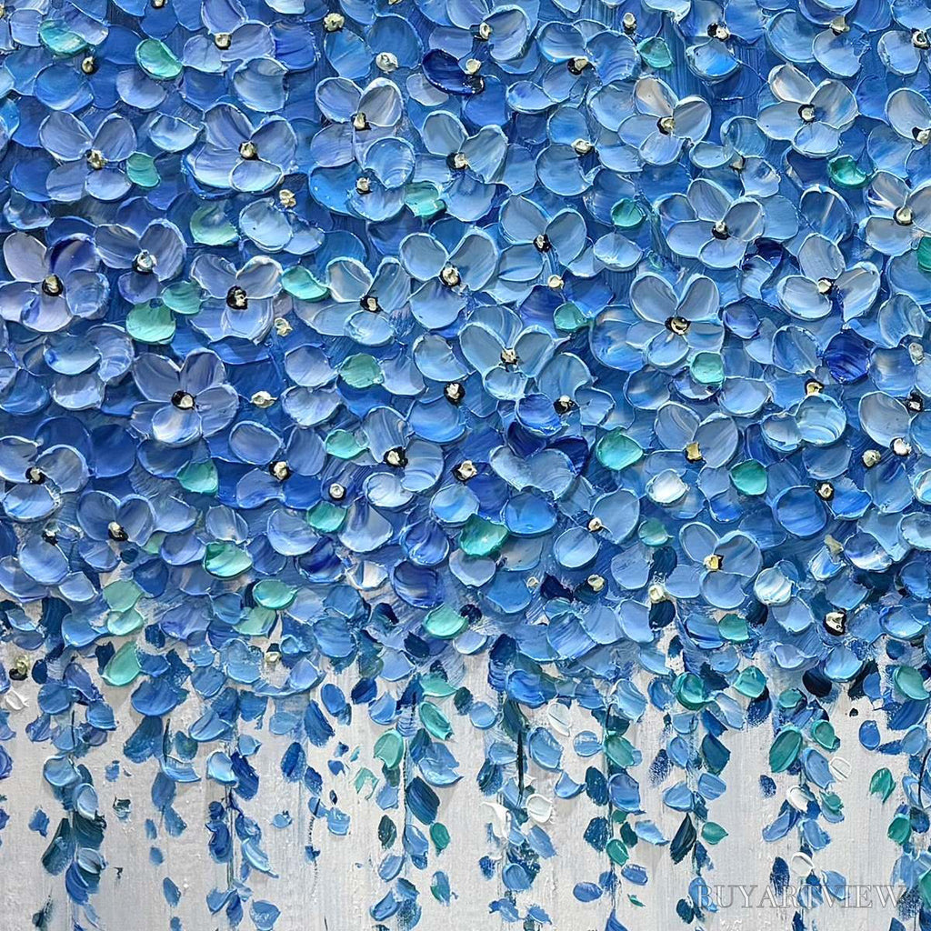 ARTOVITAS Blue Wisteria – Textured Impasto Blue Floral Painting - image 3