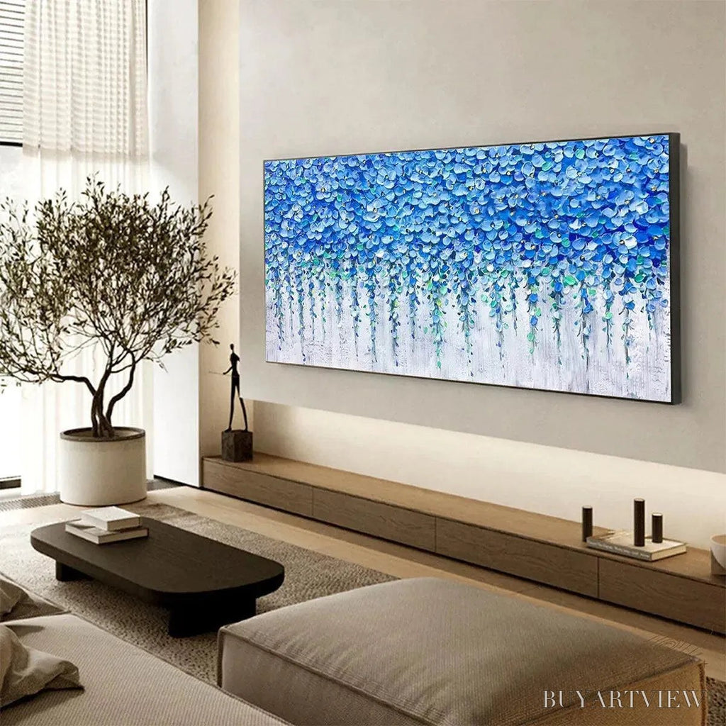 ARTOVITAS Blue Wisteria – Textured Impasto Blue Floral Painting - image 5
