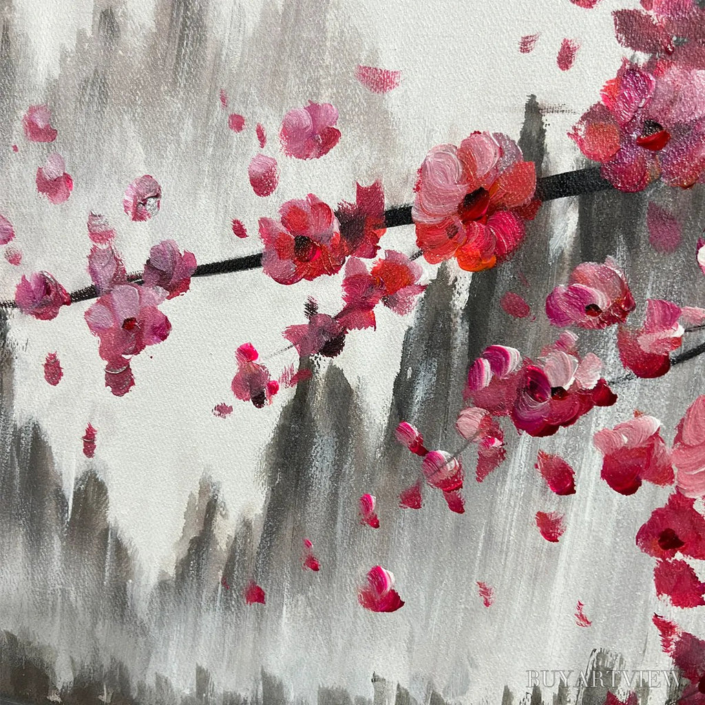 ARTOVITAS Cherry Blossom Serenity – Horizontal Cherry Blossom Landscape Painting - image 6