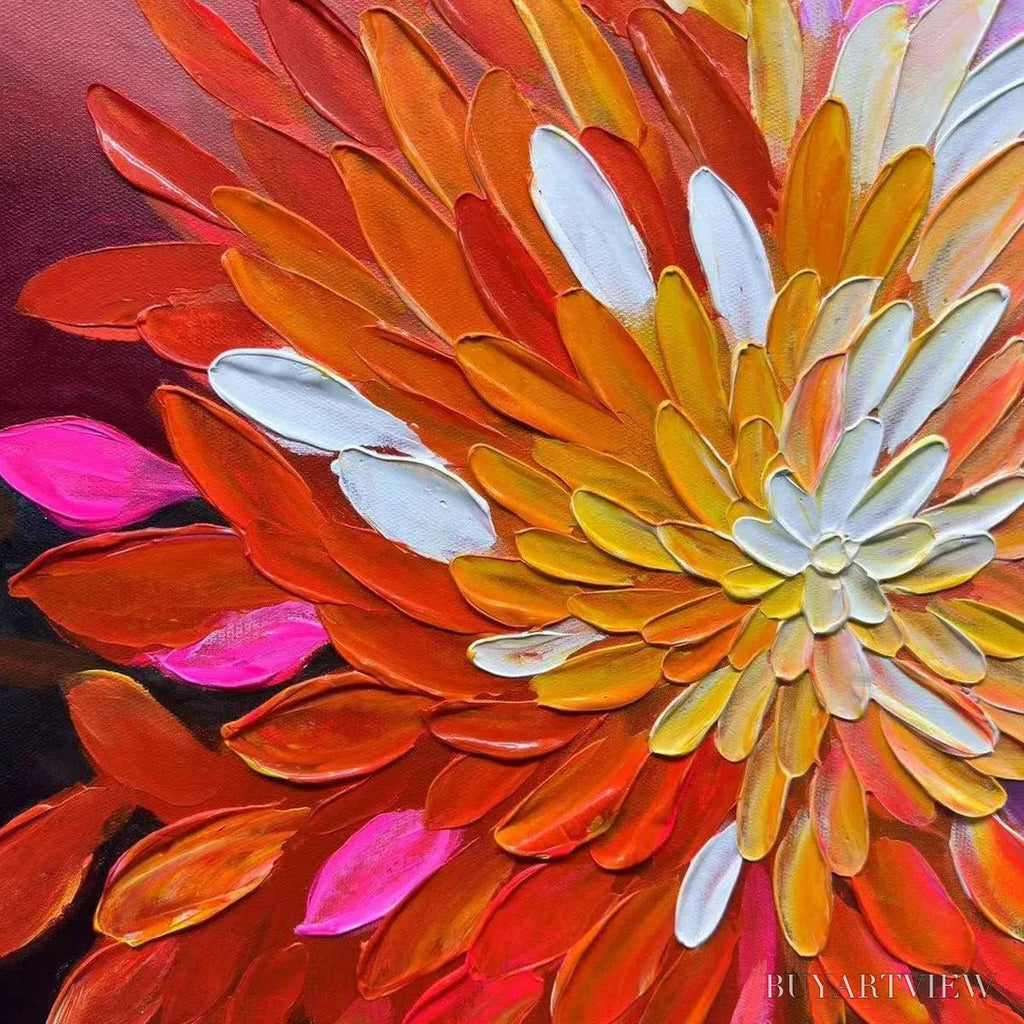 ARTOVITAS Rainbow Petals – Textured Impasto Abstract Floral Painting in Rainbow Colors - image 6