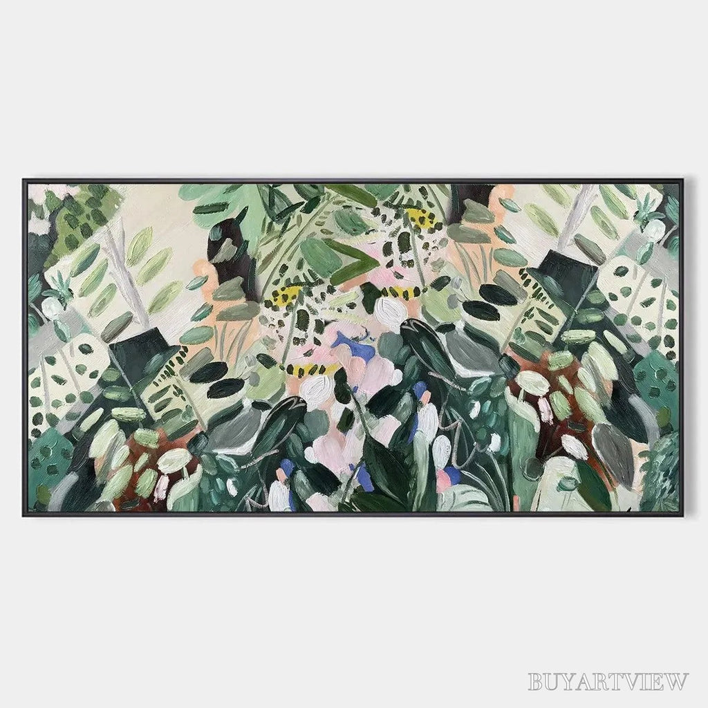 ARTOVITAS Secret Garden – Panoramic Green Botanical Landscape Painting - image 1