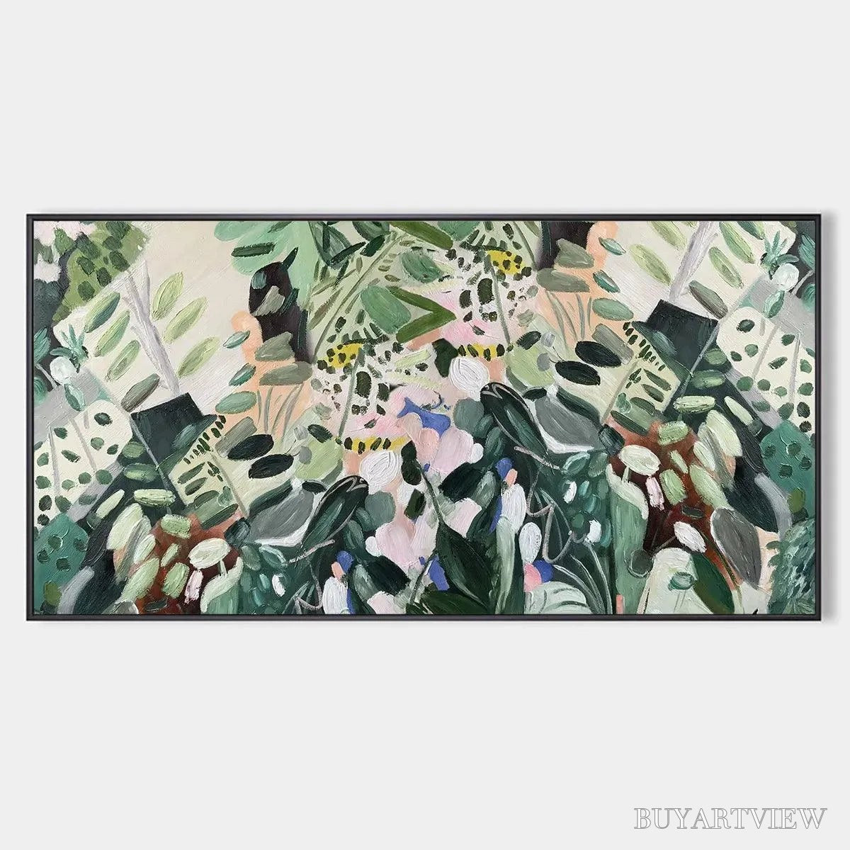 ARTOVITAS Secret Garden – Panoramic Green Botanical Landscape Painting - image 1