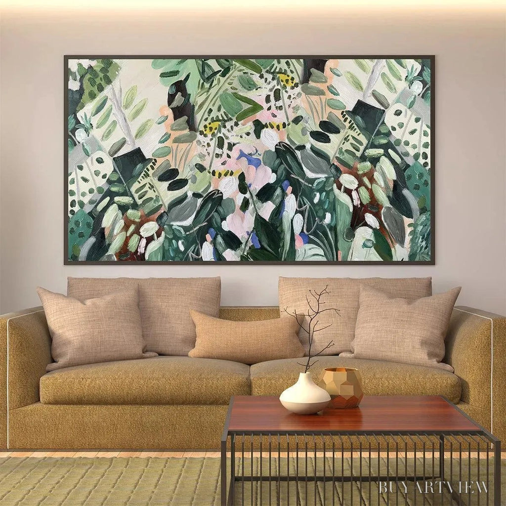 ARTOVITAS Secret Garden – Panoramic Green Botanical Landscape Painting - image 2