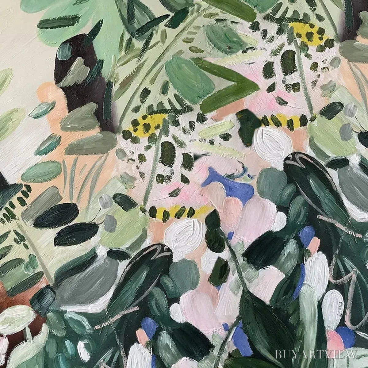 ARTOVITAS Secret Garden – Panoramic Green Botanical Landscape Painting - image 3