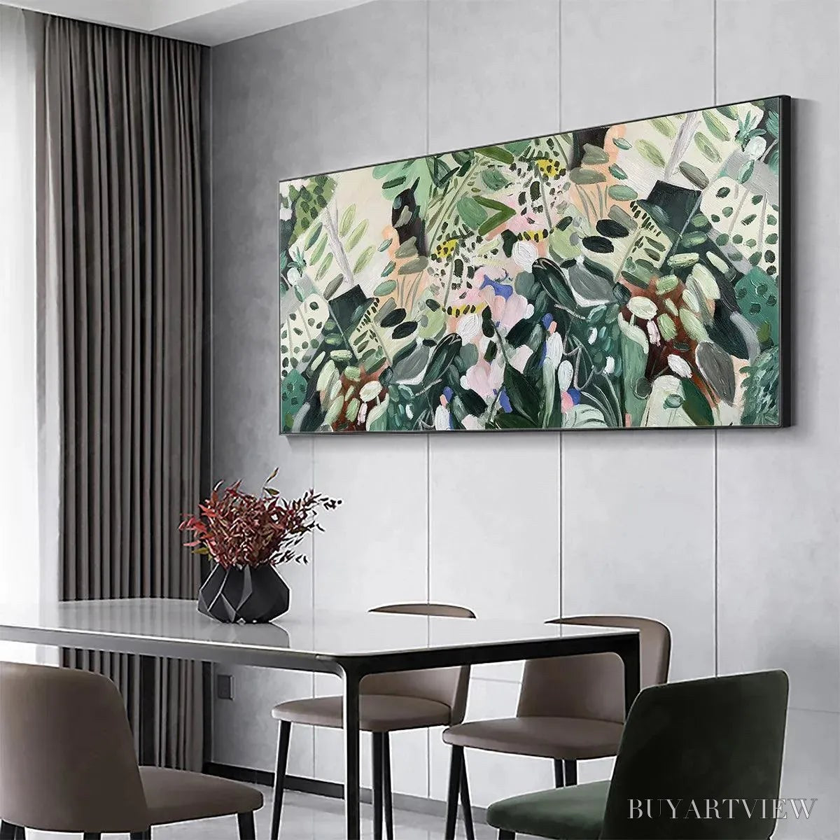 ARTOVITAS Secret Garden – Panoramic Green Botanical Landscape Painting - image 4
