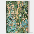 ARTOVITAS Enchanted Garden – Vertical Abstract Floral Painting in Green, Blue, and Peach - image 1