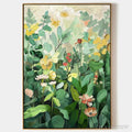 ARTOVITAS Botanical Garden – Vertical Green and Yellow Floral Painting - image 1