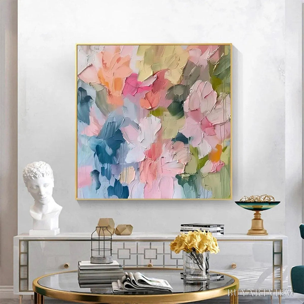 ARTOVITAS Pastel Dream – Textured Abstract Floral Painting in Soft Pastel Colors - image 2