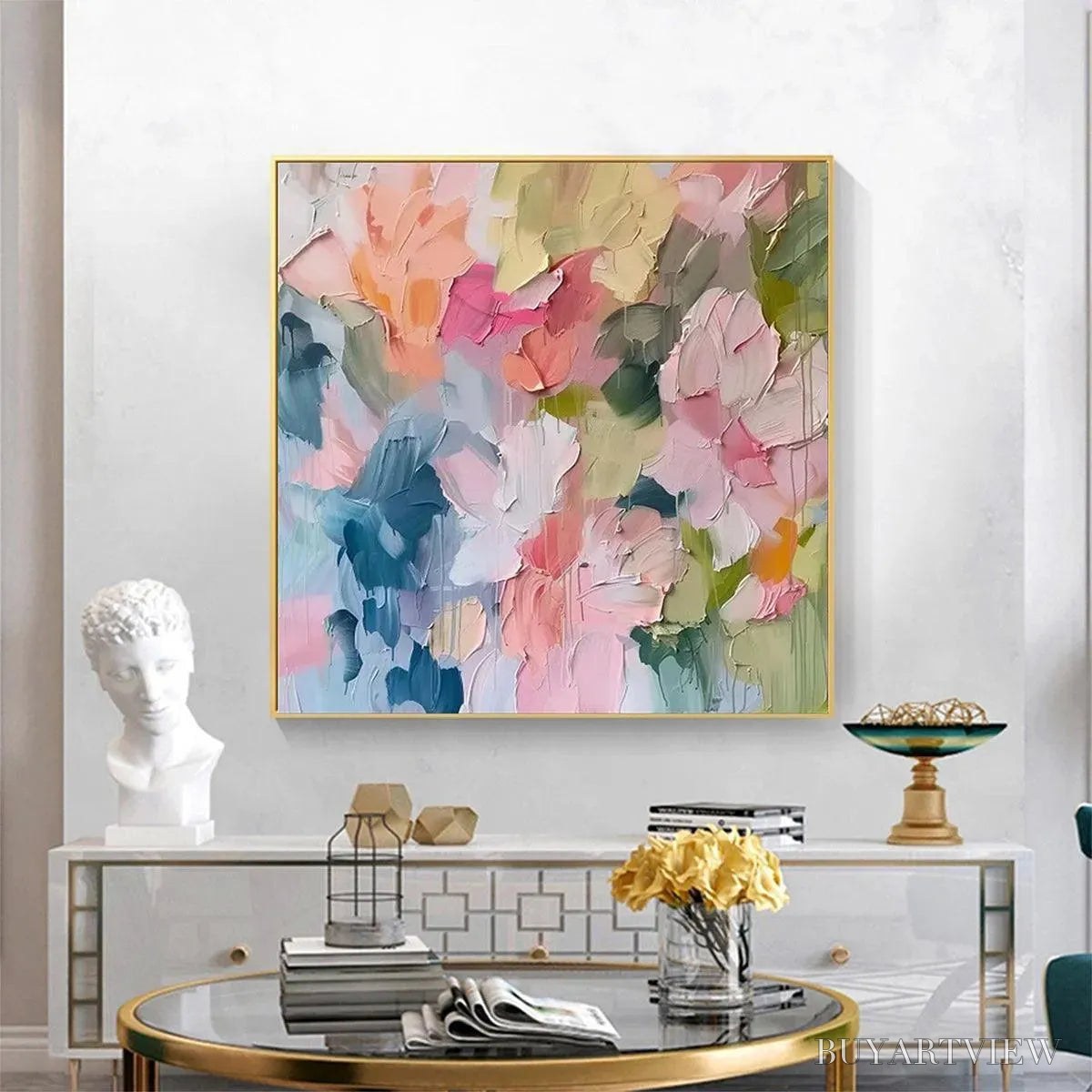 ARTOVITAS Pastel Dream – Textured Abstract Floral Painting in Soft Pastel Colors - image 2