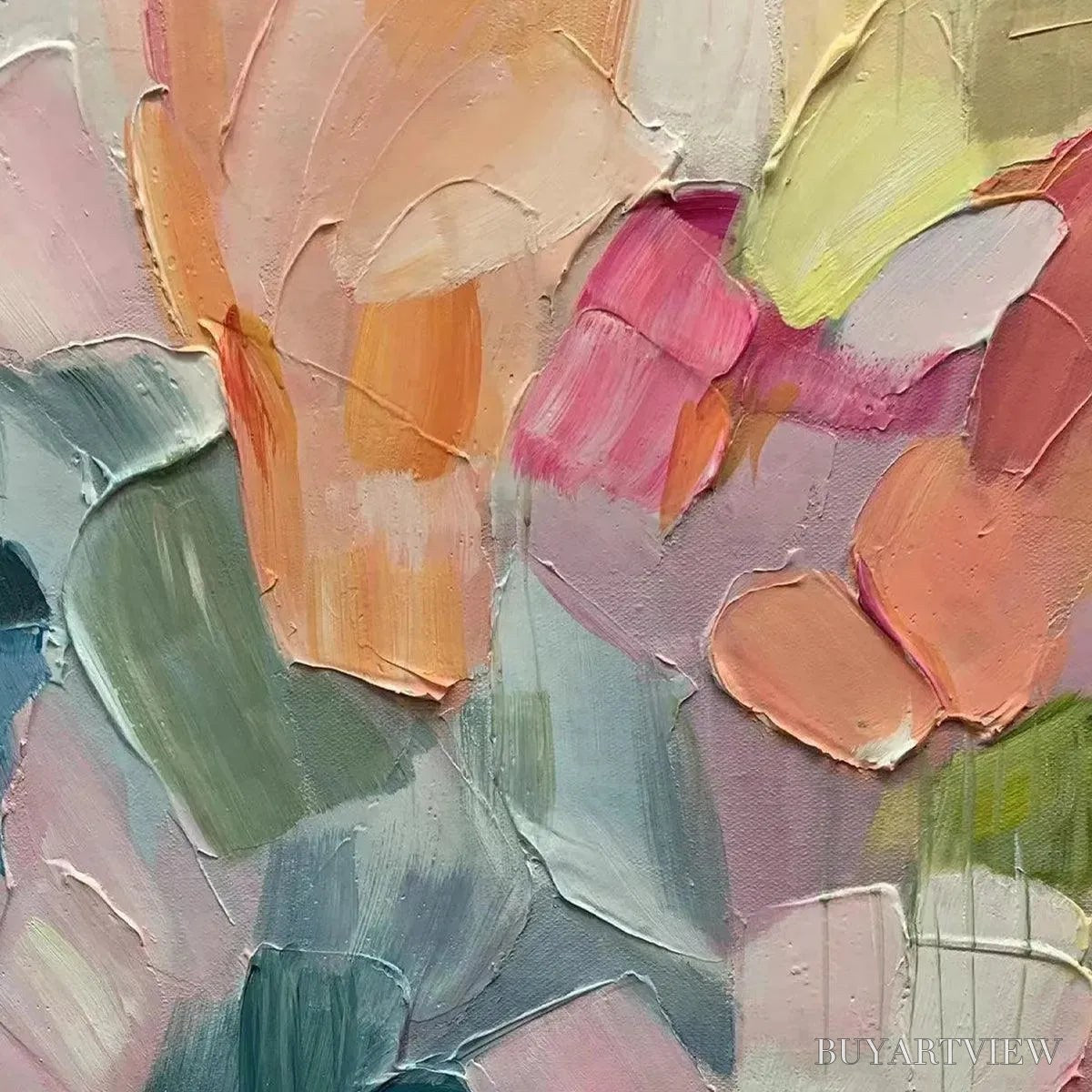 ARTOVITAS Pastel Dream – Textured Abstract Floral Painting in Soft Pastel Colors - image 3