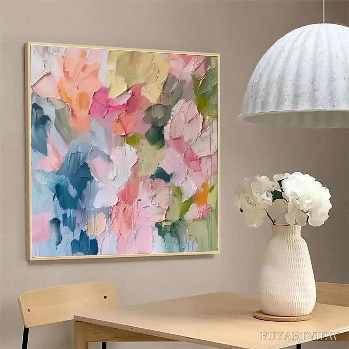ARTOVITAS Pastel Dream – Textured Abstract Floral Painting in Soft Pastel Colors - image 4