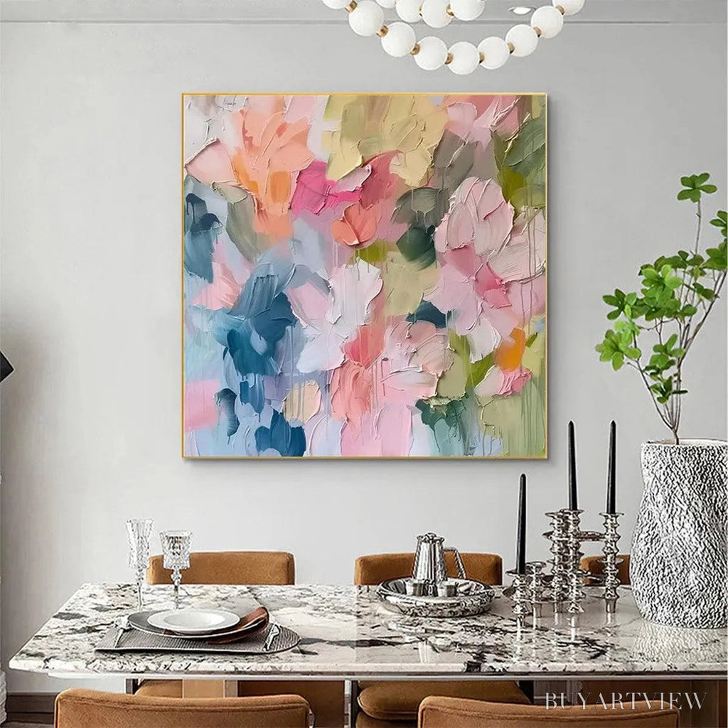 ARTOVITAS Pastel Dream – Textured Abstract Floral Painting in Soft Pastel Colors - image 6