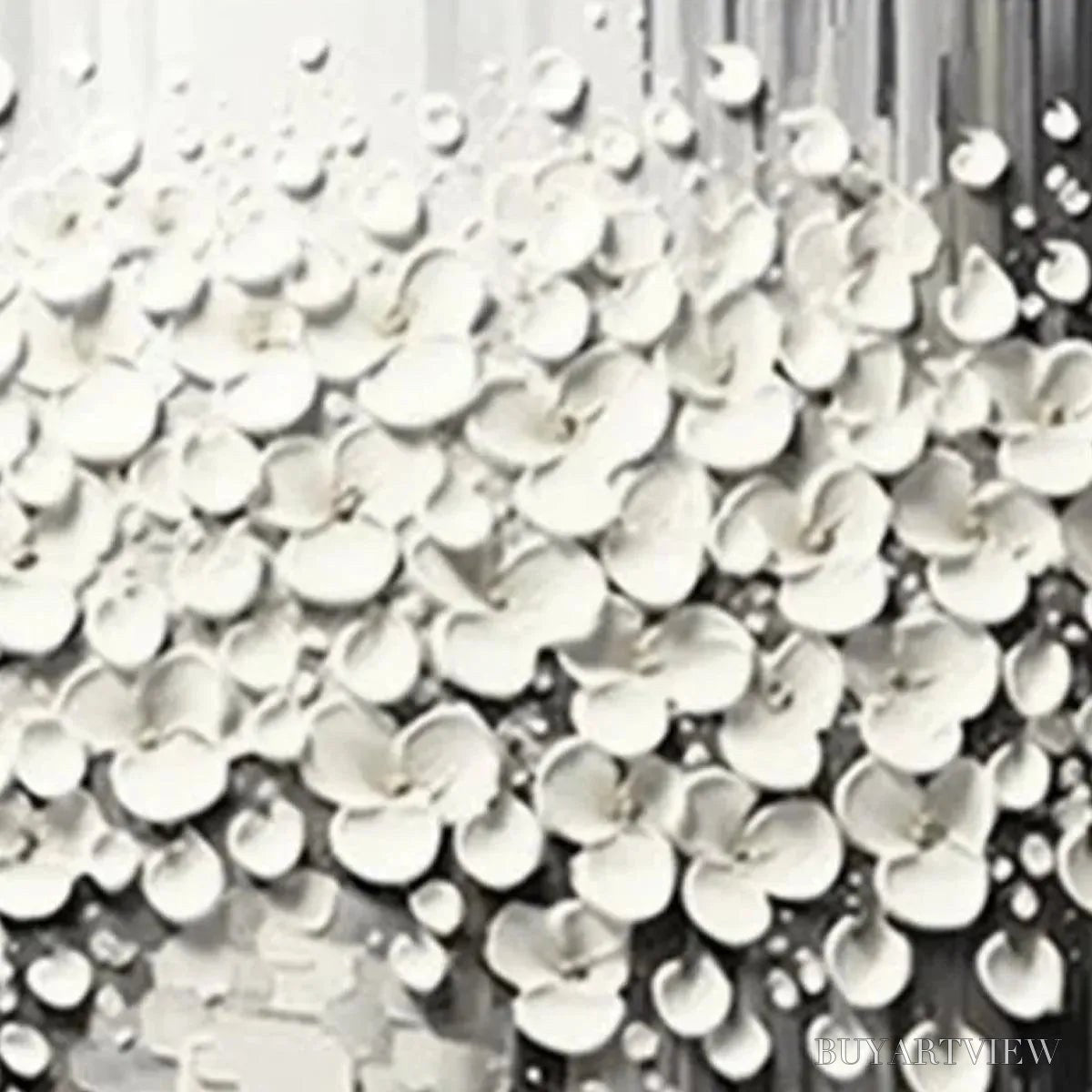 ARTOVITAS White Bouquet – Textured White Floral Painting on Grey Background - image 3