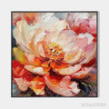 ARTOVITAS Blooming Peony – Textured Impasto Peony Painting in Pink and Orange - image 1