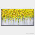 ARTOVITAS Golden Cascade – Textured Yellow Floral Painting on Grey Background - image 1