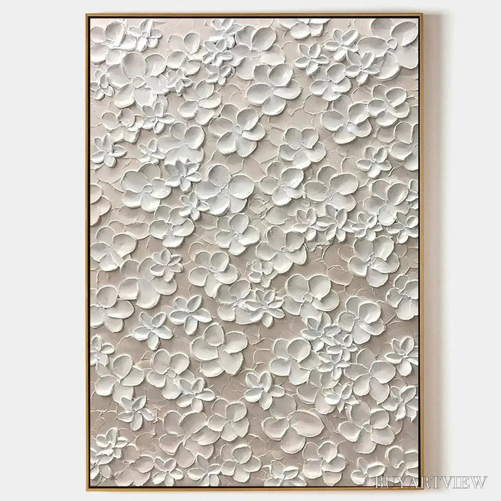 ARTOVITAS Blanc Bloom – White Floral Impasto Painting - image 1
