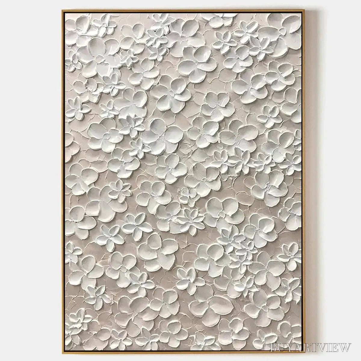 ARTOVITAS Blanc Bloom – White Floral Impasto Painting - image 1