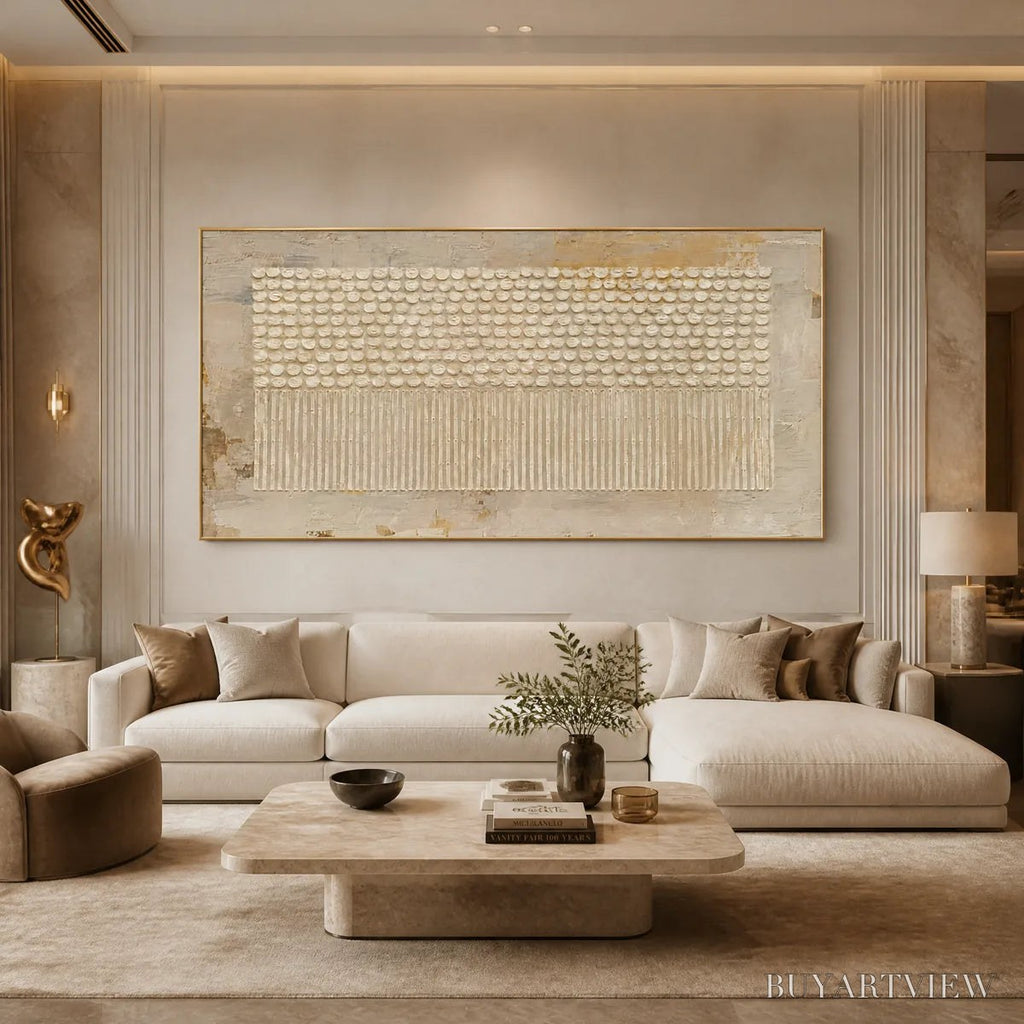 ARTOVITAS Desert Beads – Neutral Dot Texture Panoramic Painting - image 2