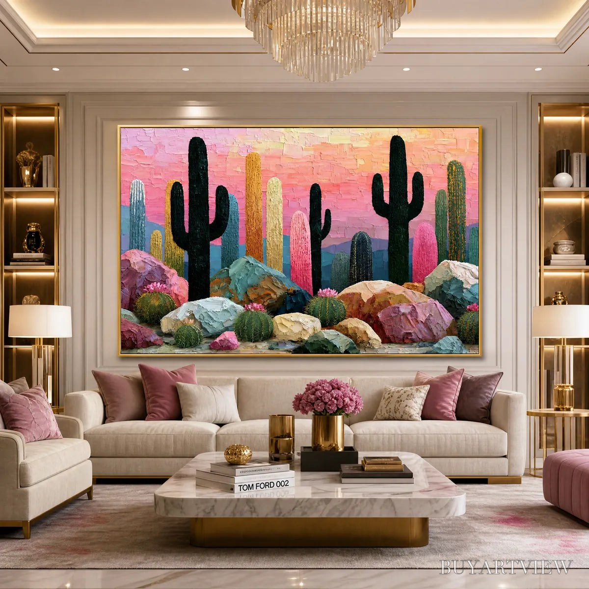 ARTOVITAS Desert Dreamscape | Textured Impasto Cactus Landscape Painting - image 2