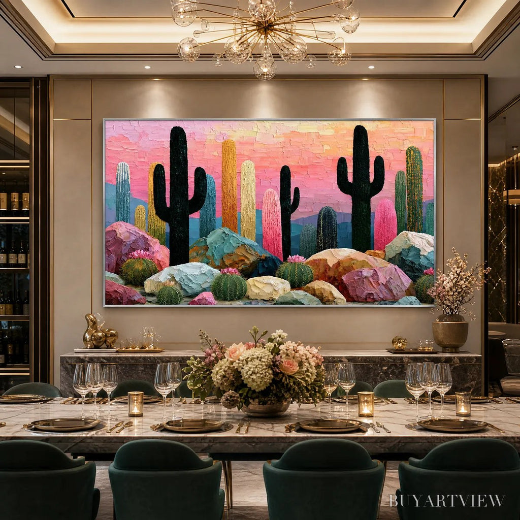 ARTOVITAS Desert Dreamscape | Textured Impasto Cactus Landscape Painting - image 4