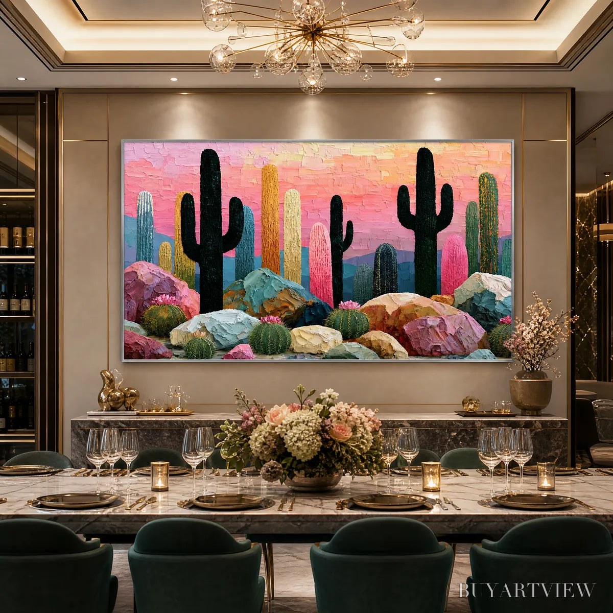 ARTOVITAS Desert Dreamscape | Textured Impasto Cactus Landscape Painting - image 4