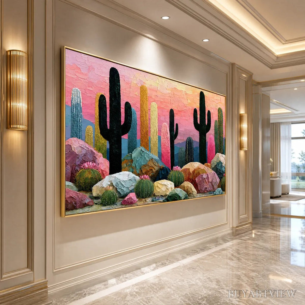 ARTOVITAS Desert Dreamscape | Textured Impasto Cactus Landscape Painting - image 5