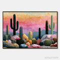 ARTOVITAS Sonoran Dream Textured Cactus Landscape Oil Painting for Walls - image 1