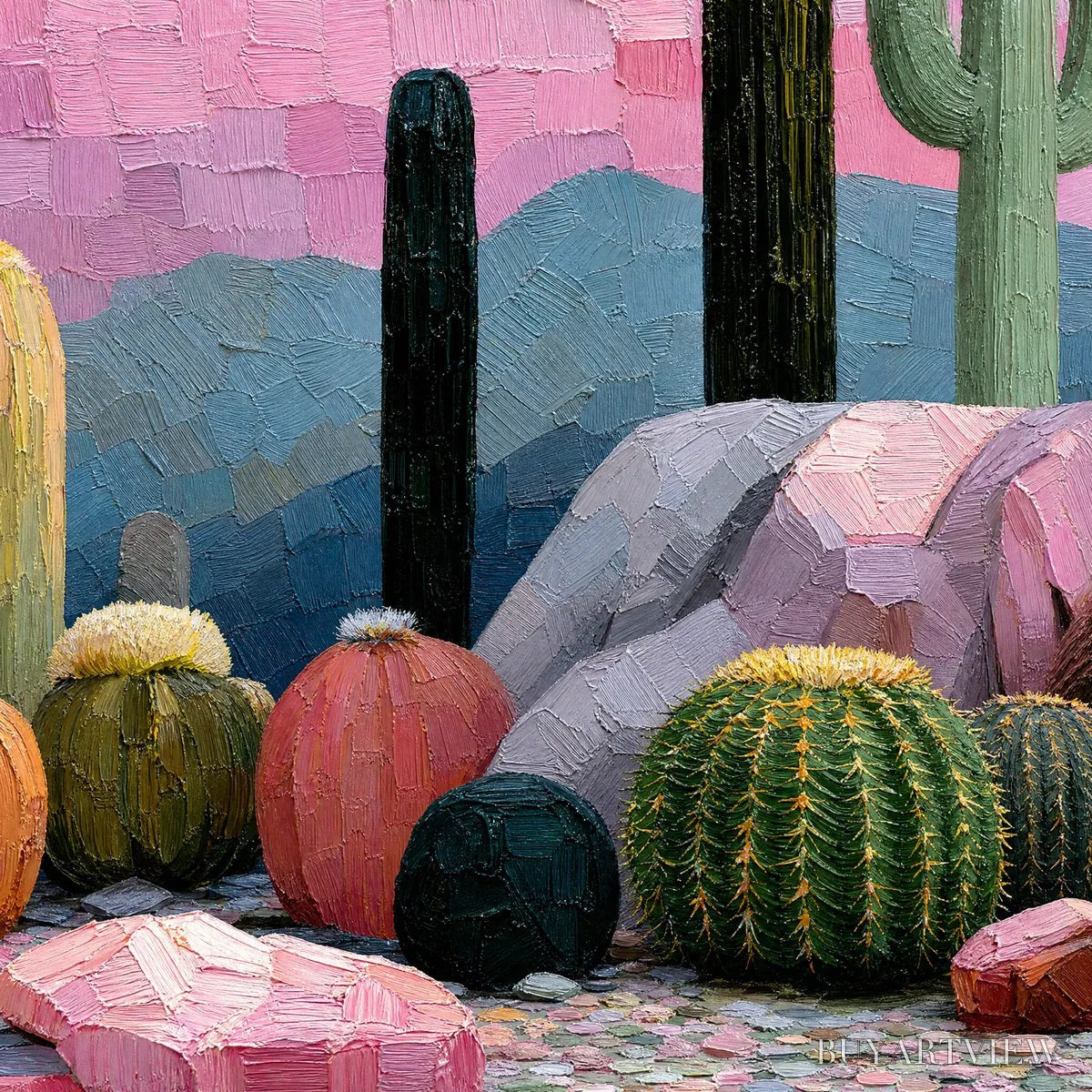 ARTOVITAS Sonoran Dream Textured Cactus Landscape Oil Painting for Walls - image 3