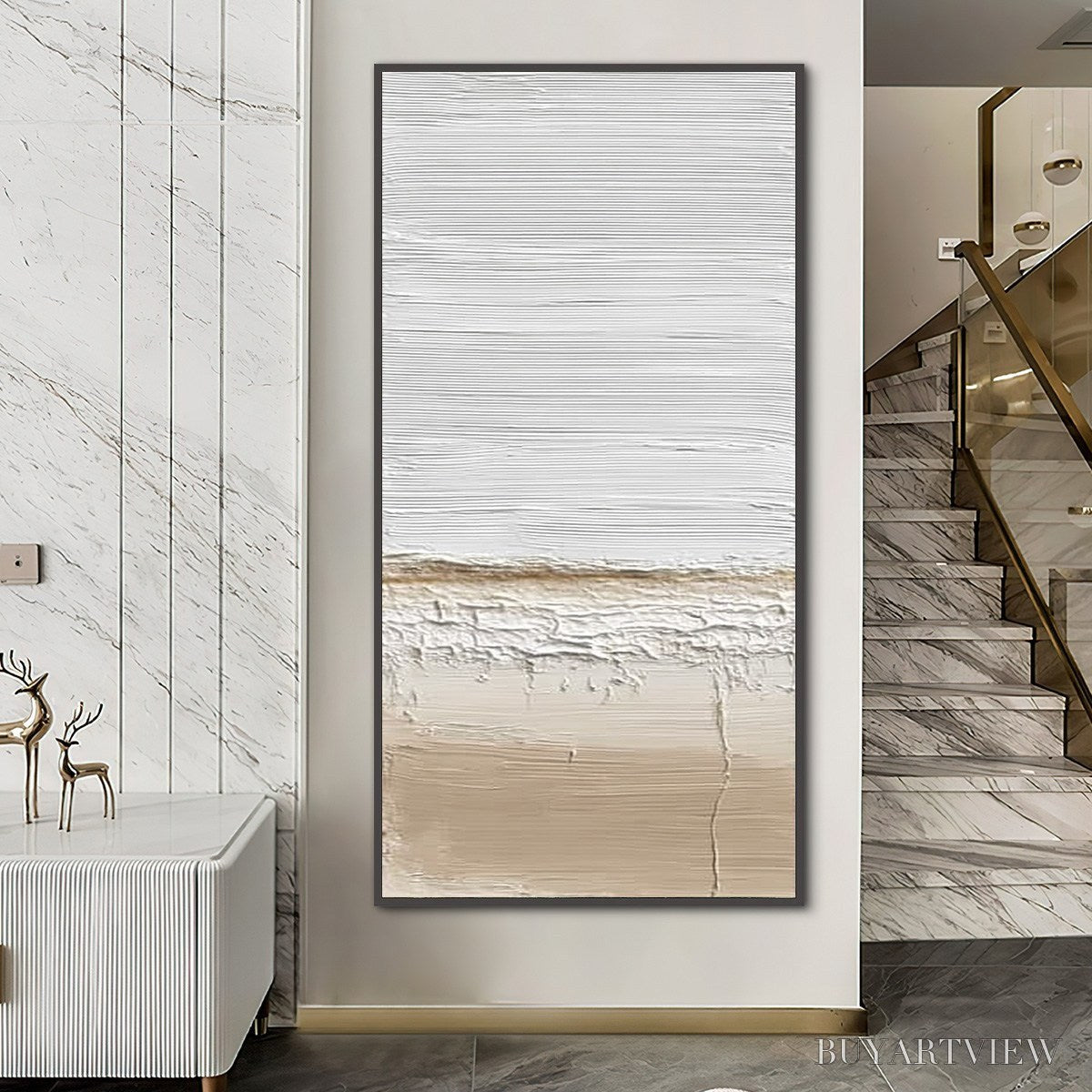 ARTOVITAS Earthen Horizon – Textured Wabi Sabi Abstract Landscape Painting - image 3