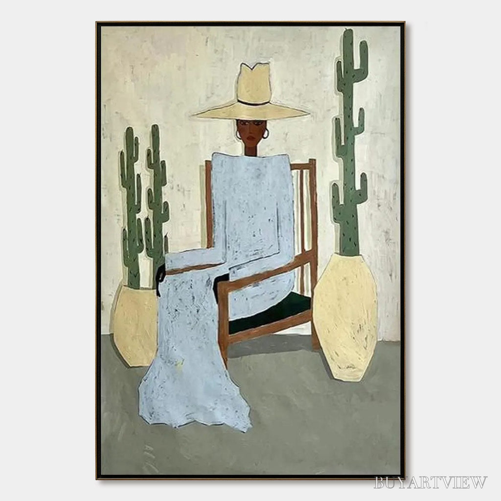 ARTOVITAS Desert Poise – Minimalist Figurative Portrait Oil Painting - image 1