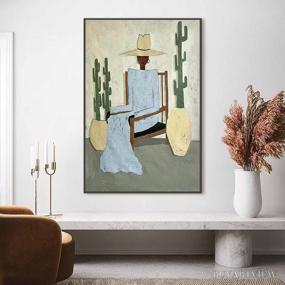 ARTOVITAS Desert Poise – Minimalist Figurative Portrait Oil Painting - image 2