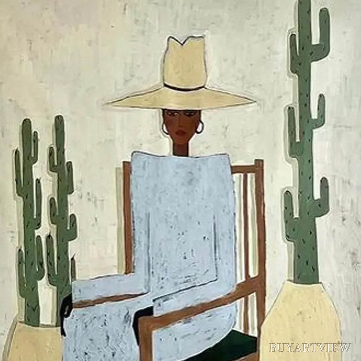 ARTOVITAS Desert Poise – Minimalist Figurative Portrait Oil Painting - image 3