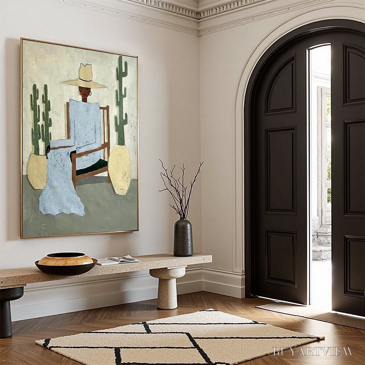 ARTOVITAS Desert Poise – Minimalist Figurative Portrait Oil Painting - image 6