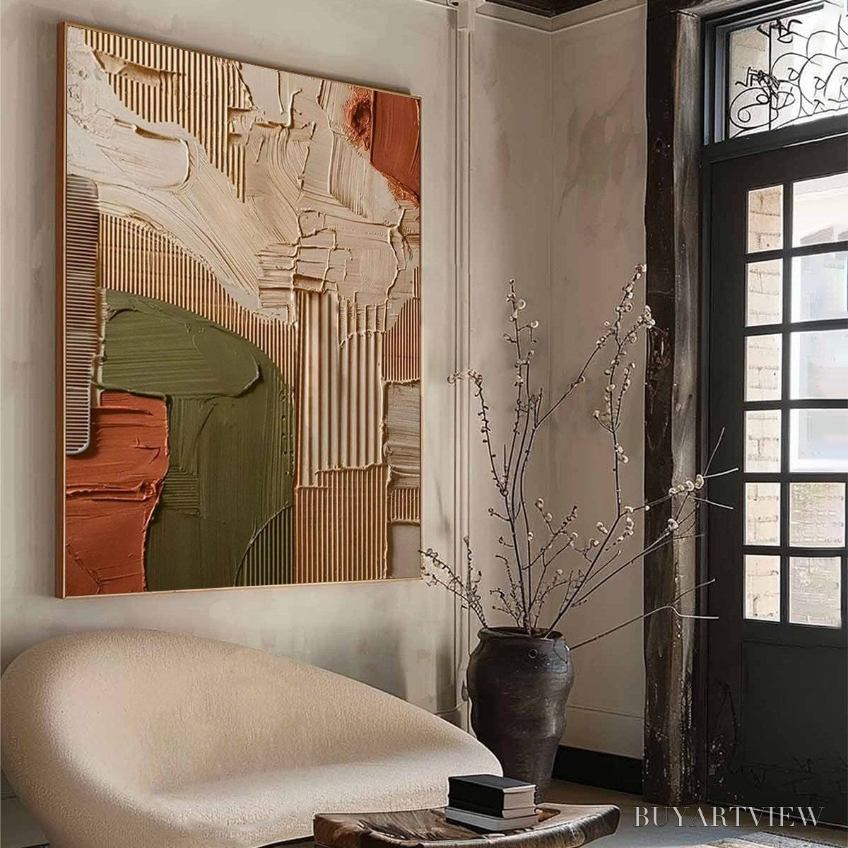 ARTOVITAS Earthbound Harmony – Textured Palette Knife Abstract Painting - image 4