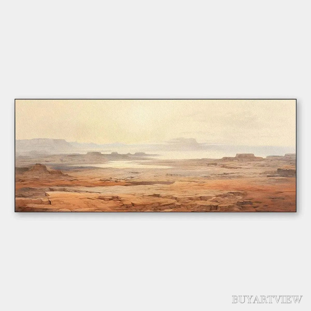 ARTOVITAS Desert Mist Panoramic – Desert Landscape Painting, Panoramic , Minimalist Decor - image 1